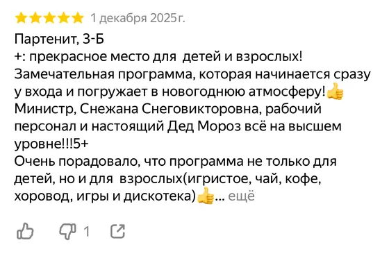 Отзыв о Министерстве новогодних дел на Яндекс Картах, оценка 5 из 5 (скриншот 12)